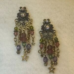 Kirks Folly Goldtone Multicolor Dangle Star Post Earrings